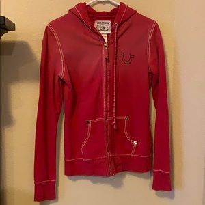 True Religion Red Zip up hoodie
